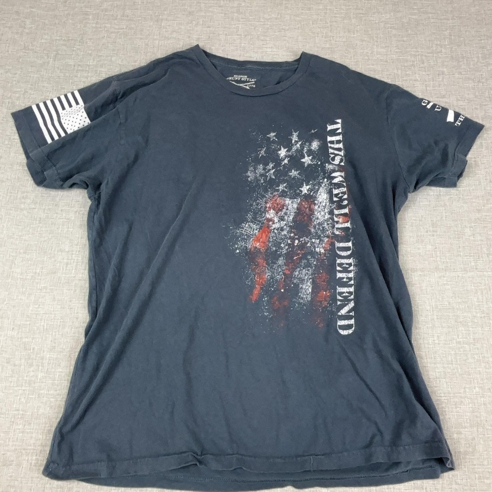 Grunt Style Shirt Mens XL Blue Tagless Crewneck‎ Graphic Tee Cotton Jersey